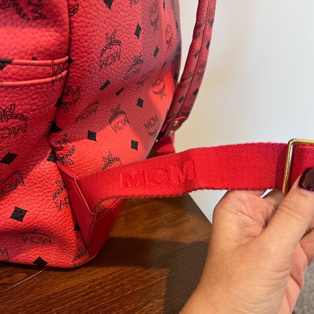 MCM Vibrant Pink Visetos Leather Backpack - Picture 6 of 11